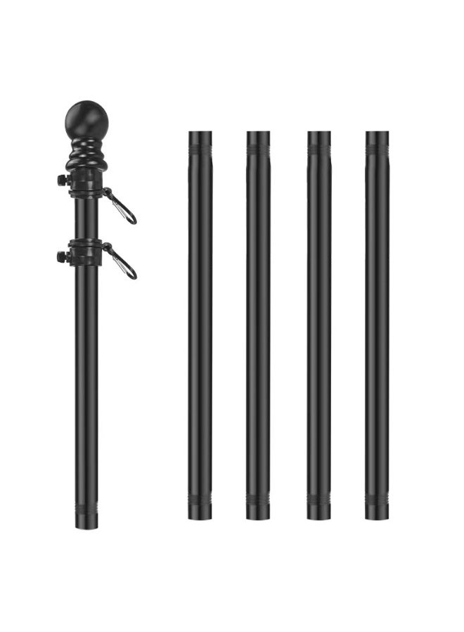 jaexest مجموعة راية فولاذية سوداء مقاس 6 أقدام معدنية خالية من التشابك للاستخدام المنزلي الثقيل للشاحنات والمنازل والشرفات والحدائق والقوارب، مناسبة لراية الحديقة الثقيلة 2x3، 3x5، 4x6 - Image 1